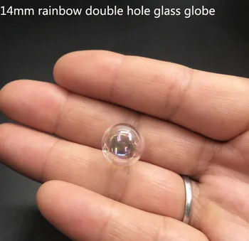 

14mm Rainbow double hole glass bottle orbs ball glass globe bubble glass vial pendant diy fashion necklace accessories 100pcs