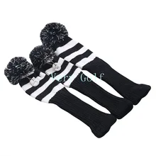 3 шт./компл. Гольф вязаный шарф Pom носки покрытие драйвер fairway Wood шлем черного и белого цвета