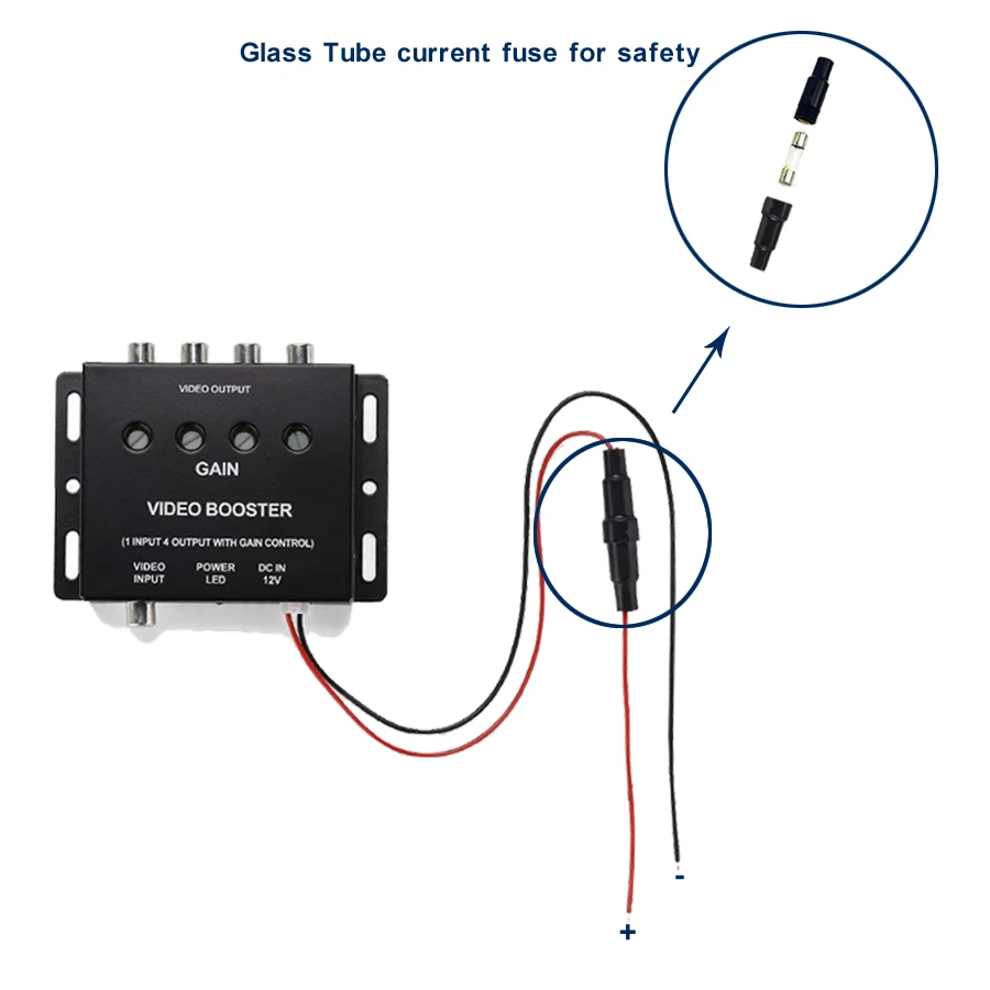  JIEPIE Video Splitter 1 To 4 Video Signal Booster Splitter Amplifier for Car TV DVD CCTV 1 Input 4  - 32995610764
