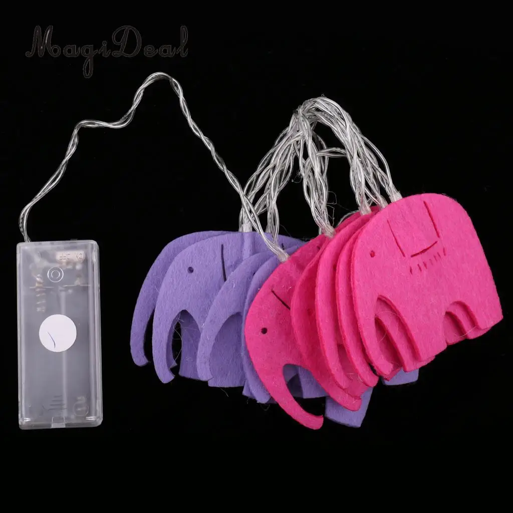 Christmas Kids Birthday Felt LED Lamp Elephant Banner Glows String Light Garland Xmas Party Hanging Bunting Decoration
