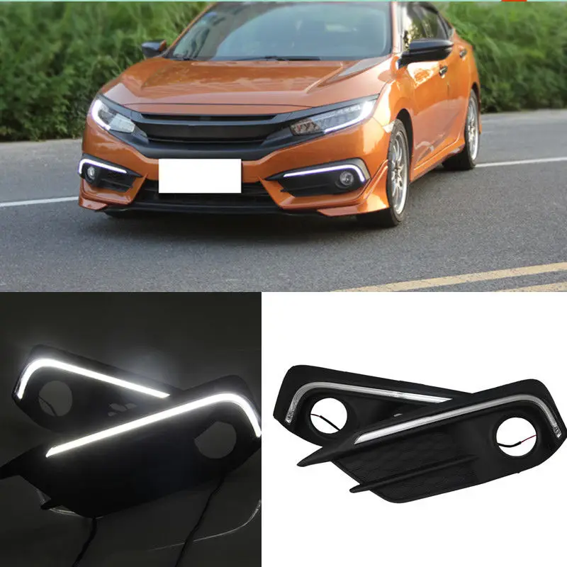 2pcs White LED DRL Daytime Running Light Driving lamp for Honda Civic