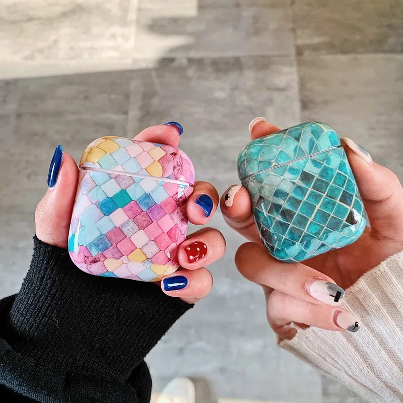 

Bluetooth Wireless Headphone Case For Airpods 2 Cases Luxury Hard Plastic Mermaid Cover For Air Pods Protection Charging Bag