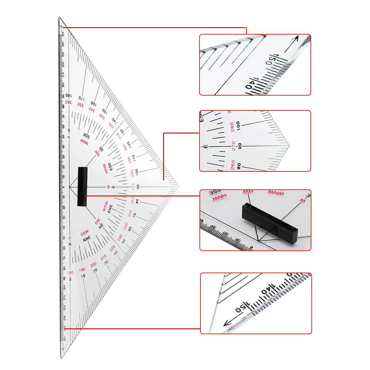 2 шт 300 мм навигационный треугольный транспортир+ 1 шт 168 мм навигационная диаграмма разделитель измерительные инструменты подходит для морской навигации