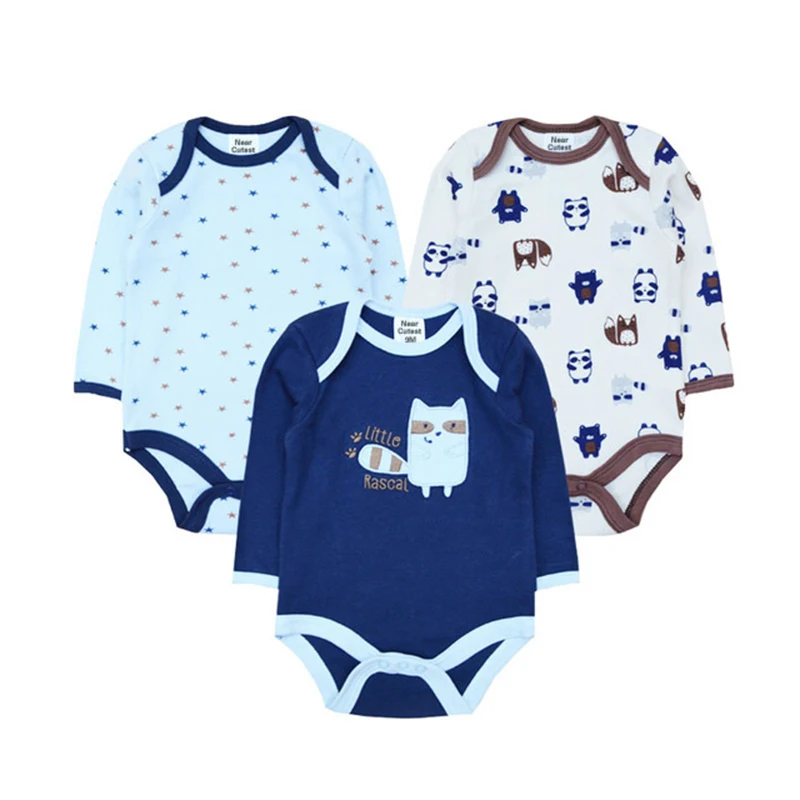 Cerca 3 unids/lote invierno Bebé Mamelucos recién nacido de algodón de manga larga Monos bebé Niños ropa bebes ropa Cerca 3 unids/lote invierno Bebé Mamelucos recién nacido de algodón de manga larga Monos bebé Niños ropa bebes ropa