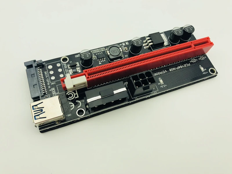 50 шт. Ver009s Riser PCI E Express 1x to 16x Card два светодиодных кабеля USB 3 0 SATA 6pin 4pin molex power для BTC Miner