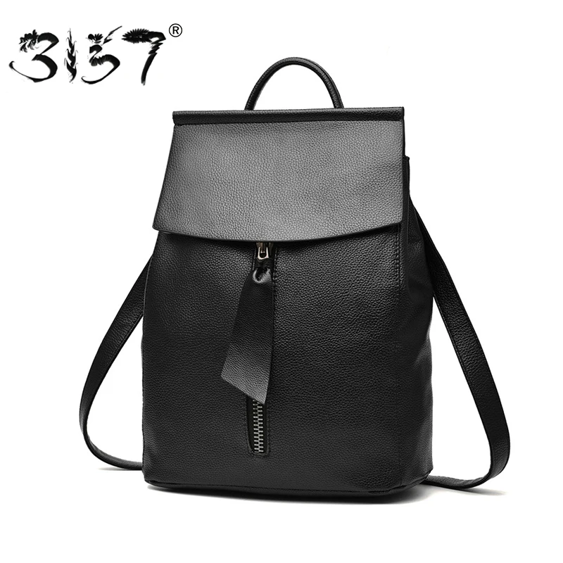 women leather font b backpack b font small minimalist solid black school bags for teenagers girls