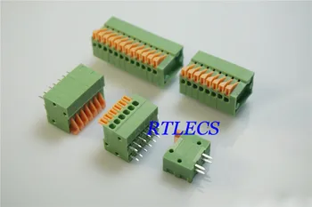 

50 pcs 2.54mm Pitch Spring Terminal Blocks Connector 2 Pin 3 4 5 6 7 8 10 11 12 Pin Right Angle Through Hole PCB Solder 0.100'