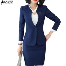 Профессиональная одежда новые темпераментные Модные женские костюмы с юбкой OL формальные с длинным рукавом Тонкий Блейзер и юбка офисные женские рабочие костюмы