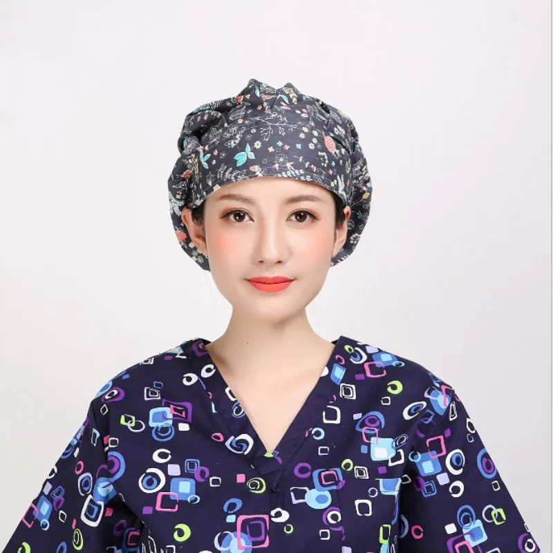 5 pcs 10 colors Doctor Nurse Caps Women's Surgical Hats Printed Cap Surgical Nurse Cap Cotton