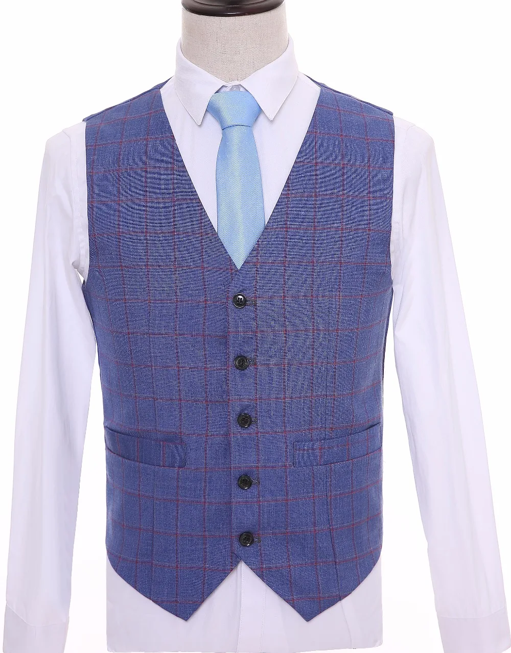 Classic Style Blue Wool Mens Vests Slim Fit Formal Groom's Wear Suit