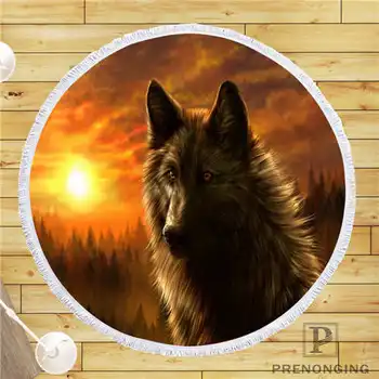 

Custom DIY Customized Microfiber Fabric wolf-art Round Beach Blanket Towel Printed on Demand 150cm #19-01-28-3-99