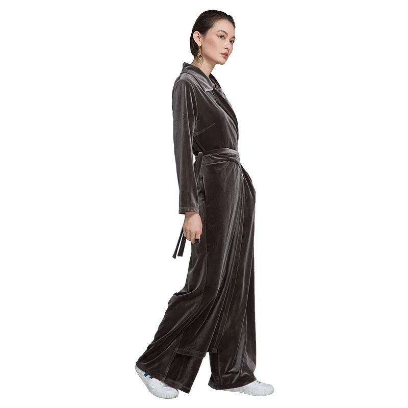 

2019 Autumn And Winter woman new stylish corduroy pants high waist chalaza wide leg woman playsuit for Autumn 6610