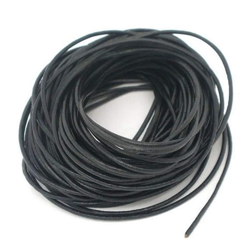 

10M 1.5mm Round Real Leather Jewelry Cord Black Beading Cords For Necklace Bracelet DIY Jewelry Finding