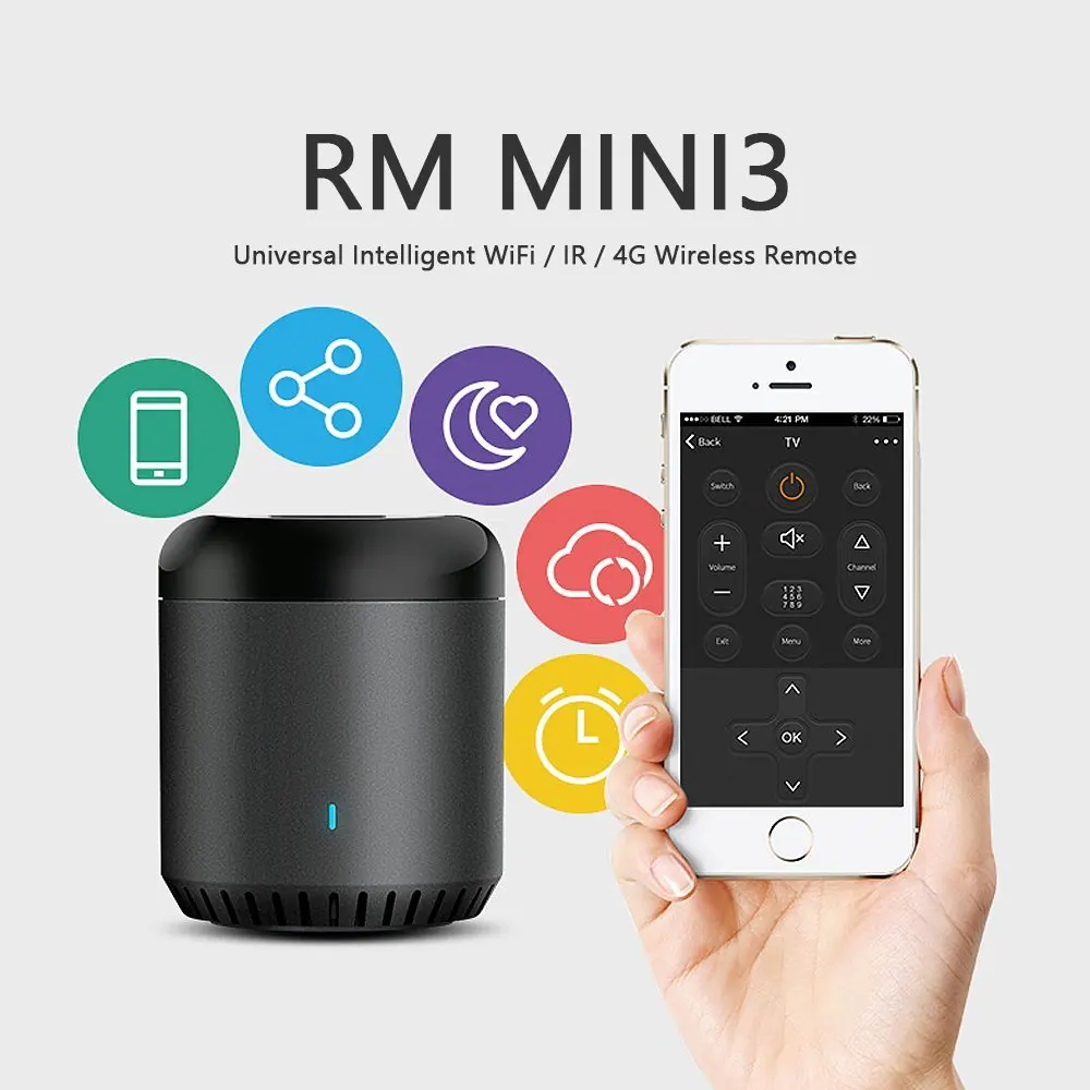 Broadlink умный дом RM Mini 3 WiFi + IR + 4 г пульт дистанционного управления работает для Alexa Google Home IFTTT Оригинальное беспроводное приложение Голосовое