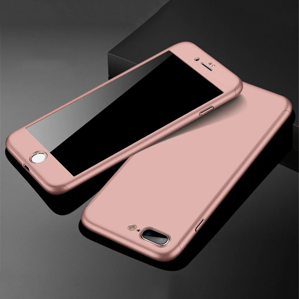 Роскошный чехол для телефона 360 градусов с полным покрытием iPhone 8 Plus закаленное