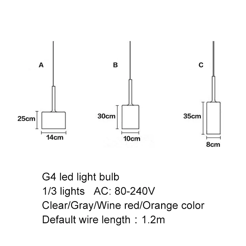 Современные цветные подвесные светильники с одной головкой/тремя головками из стекла G4 светодиодные подвесные светильники для гостиной, спальни, ресторана