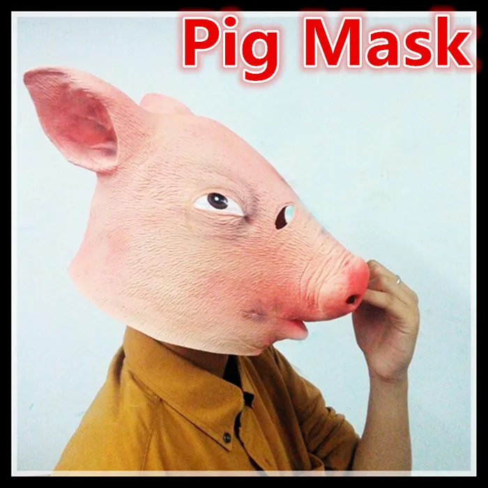 

New Halloween Party Masquerade Latex Creepy Pig Head Mask Cosplay Animal Full Head Masks Silicone Face Fancy Dress Mask Toy Gift