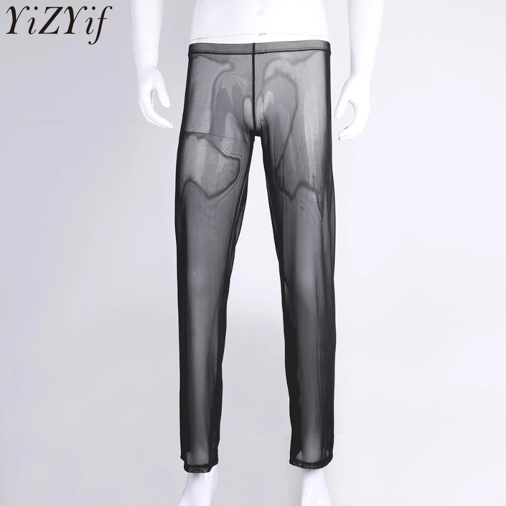 YiZYiF Mens Loose See Through Gauze Pants Lingerie Breathable Underwear