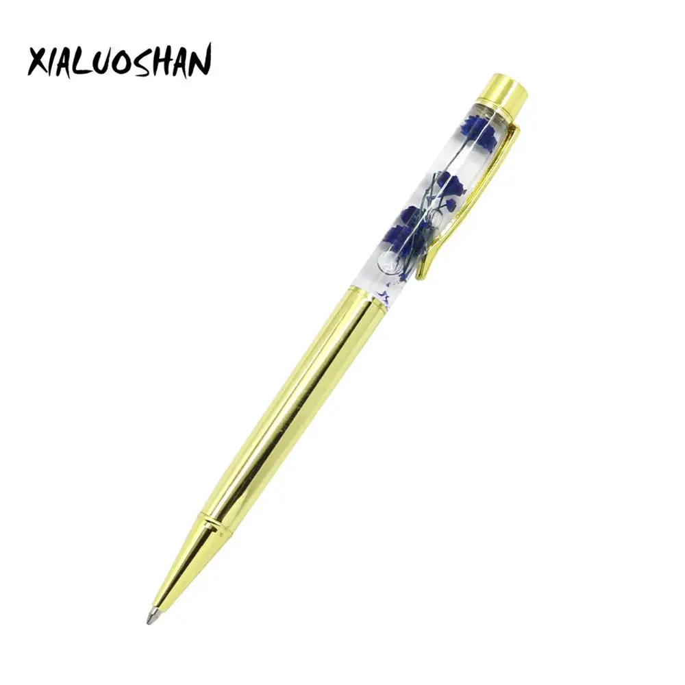 1 шт. сушеная Цветочная шариковая ручка креативная Новинка Ручка 8 цвета, шариковая ручка канцелярские принадлежности Школьные принадлежности - Цвет: Gold