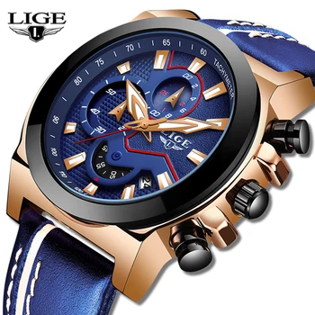 

LIGE Classic Mens Watches Top Brand Luxury Military Sport Watch Men Leather Waterproof Clock Quartz Wristwatch Relogio Masculino