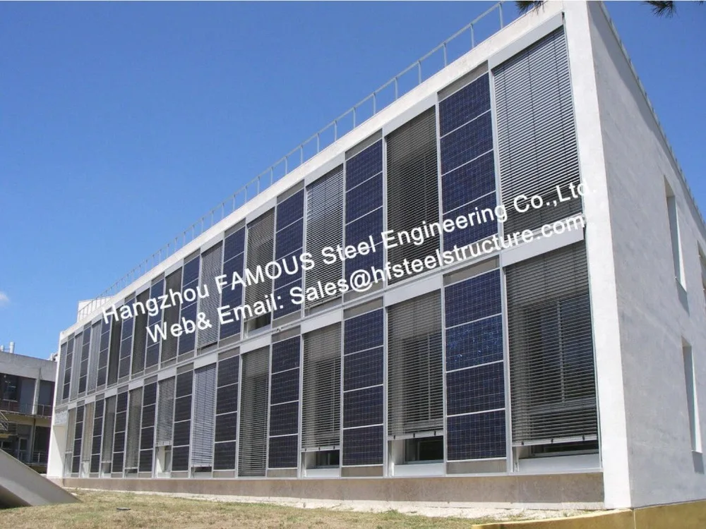 Edificio Panel Solar fotovoltaico integrado fachadas BIPV vidrio muro cortina con módulos solares revestimiento celular - 5