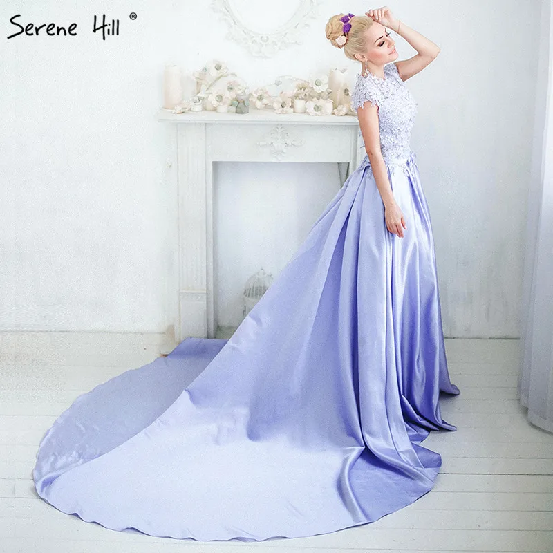 

Robe De Soiree Royal Blue Satin Evening Dress Sexy Sleeveless Appliques Bridal Evening Gowns 2019 Serene Hill