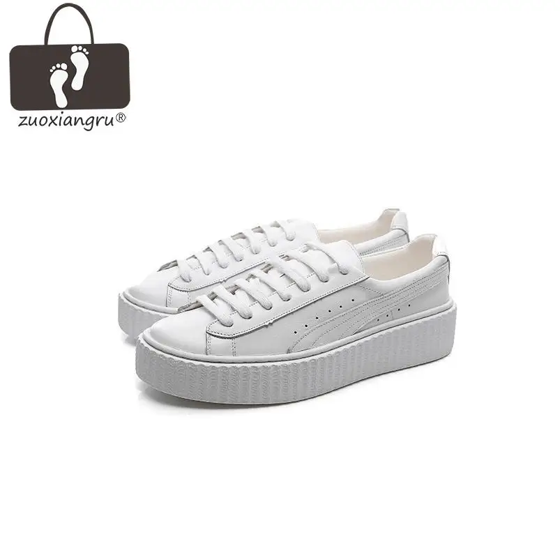 

Fashion Style Genuine Cow Leather Casual Spring Autumn Sneakers Wedding Shoes For Women Flats Leisure Shoes White Black Red
