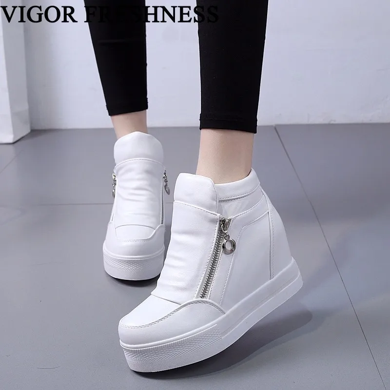 

VIGOR FRESHNESS Woman Shoes Wedges Pumps Heels Spike Women Vulcanized Shoes Platform White Sneakers Autumn Shoes Elevator WY38