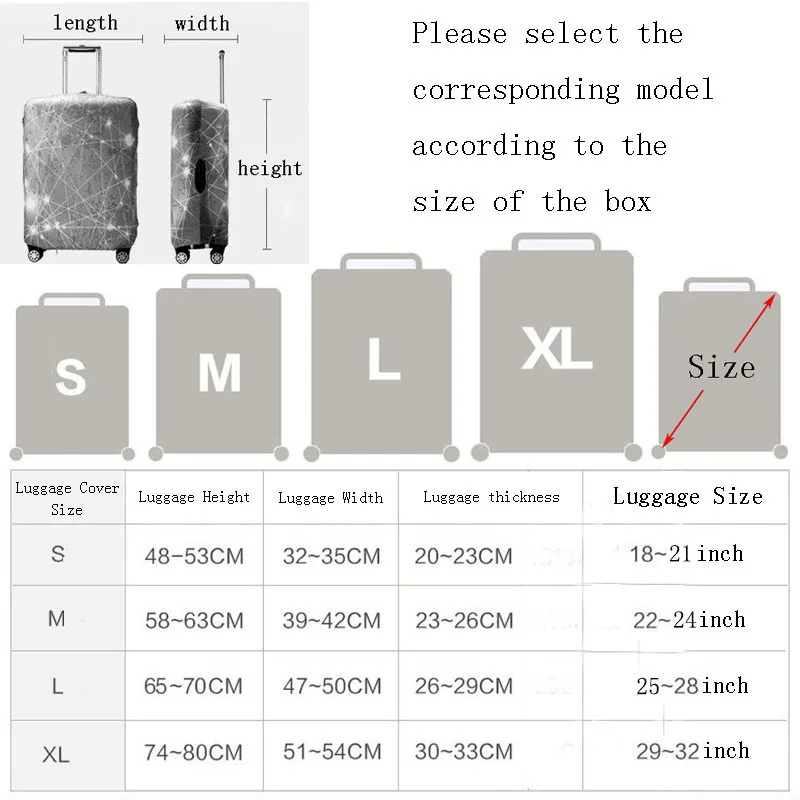 REREKAXI дорожный утолщенный эластичный однотонный защитный чехол на чемодан, Чехол для багажа 18-32 дюйма, аксессуары для путешествий