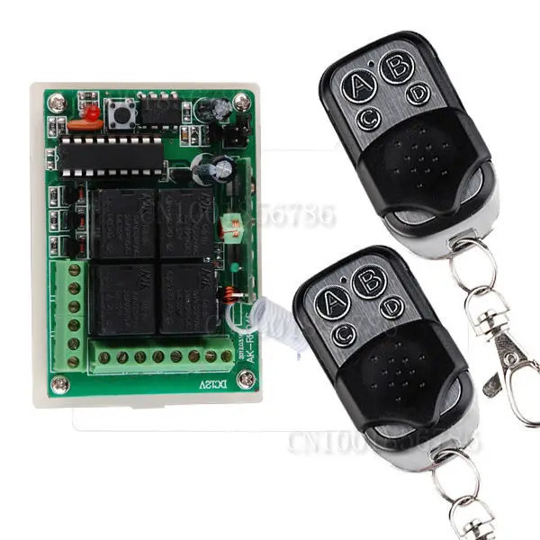 DC 12V 10A 4CH Learning Code RF Wireless Remote Control Light Switch Systems &1 Receiver 2 controller Outputis Adjustable