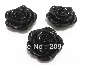 

Factory Price 42MM 50pcs/lot Black Flatback Resin Flower ,Chunky Beads Fit Chunky Necklace, With Back Hole! Free Shipment