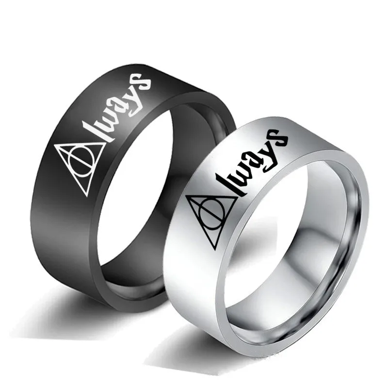 harry Hogwarts ring the Deathly Hallows symbols finger ring trendy simple Titanium metal jewelry cute fashion gifts for unisex