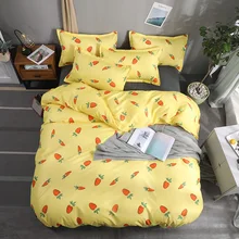 Z Jian Home Love Strawberry Bedding Set Yellow Pattern Bed Linings Duvet Cover Bed Sheet Pillowcases Cover 4pcs/set Bedding Set bedding set sailid a 108 1 cover set linings duvet cover bed sheet pillowcases tmallts