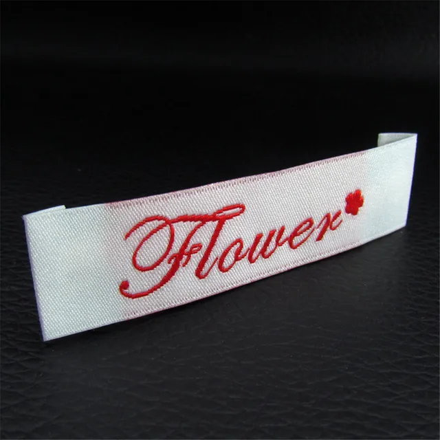 Custom Elegant End Fold Damask Woven Labels Customized Clothing/Shoes