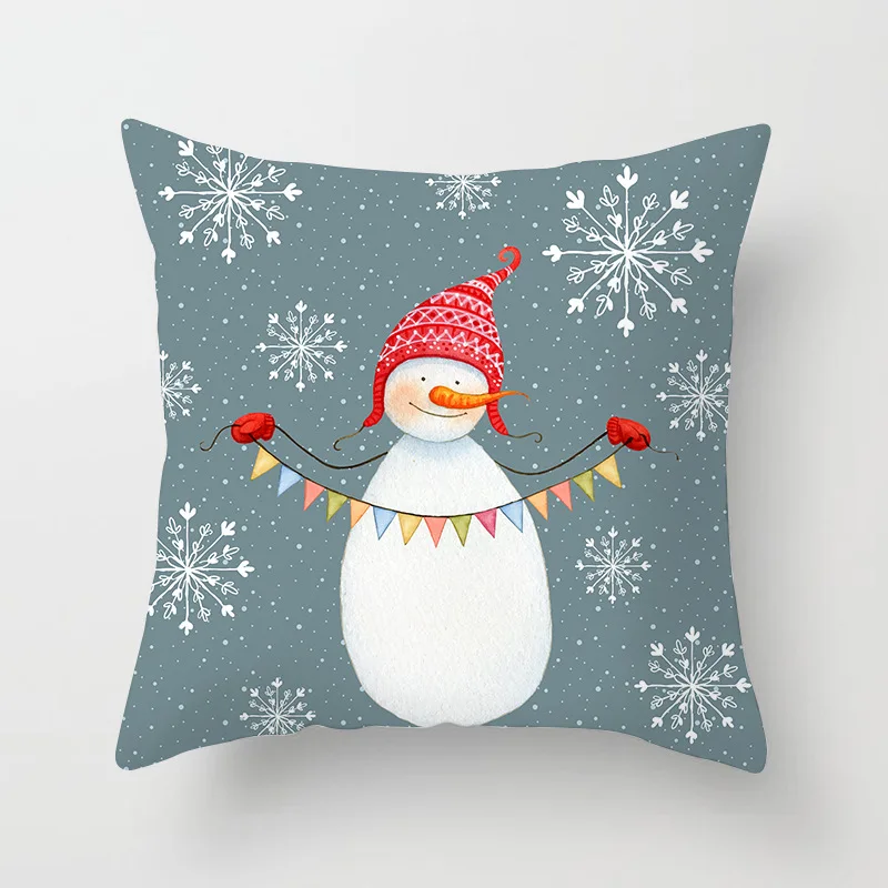 1Pcs 4545 Cm Happy New Year Christmas Santa Claus Xmas Decorations for Home Elk Cotton Decorative Pillows Cover Navidad Natal  (21)