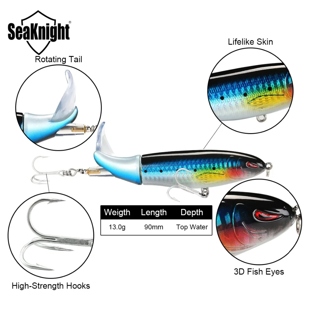 Seaknight SK050 SK051 SK053 Whopper Plopper плавающие рыболовные приманки 13g/90 мм 19 г/110mm 39g/130 мм 7 шт с твердой верхней частью приманки Крючки vmc