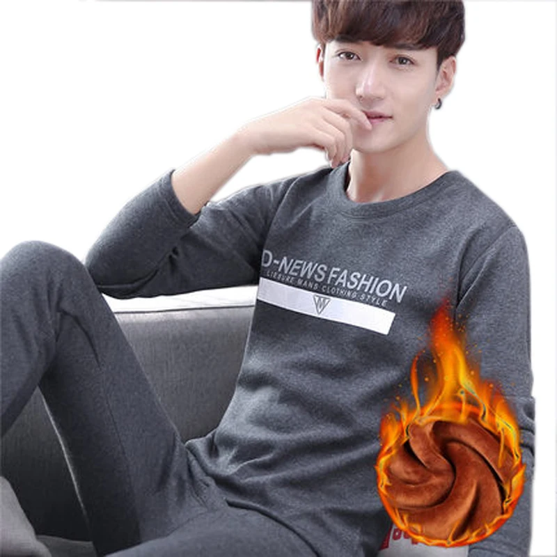 

Autumn and winter clothes for men plus velvet thick thermal underwear large size 3XL quality trousers cotton underwear set 89