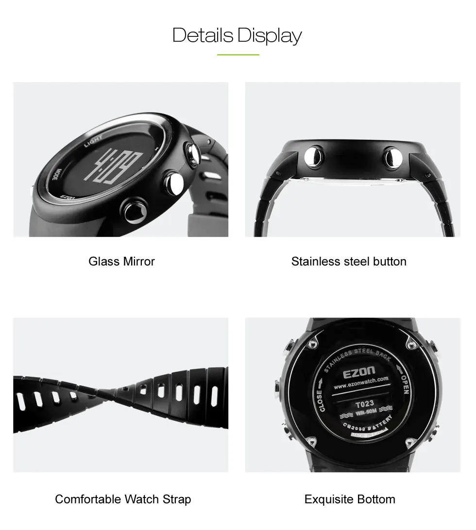 Мужские спортивные цифровые часы EZON T023, счетчик калорий для занятий фитнесом, цифровые наручные часы с шагомером для мужчин и женщин