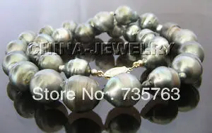 

HOT N82 AAA Tahitian15mm BLACK baroque south sea pearl necklace