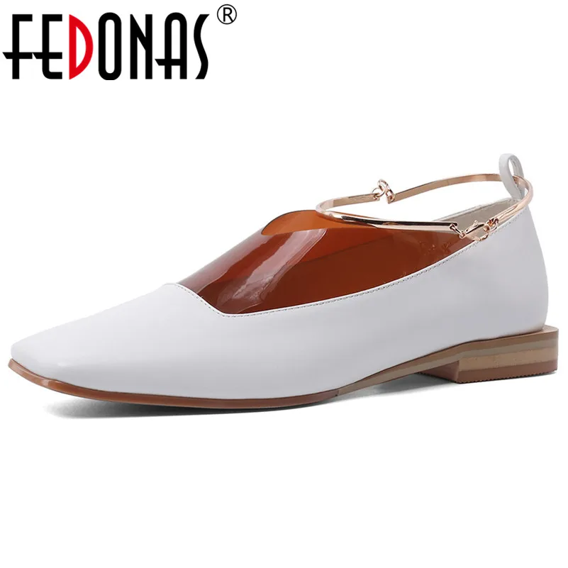 

FEDONAS Fashion Square Toe Low Heels Women Pumps Concise Rome Brand Shoes Woman 2019 Spring Genuine Leather Office Basic Shoes