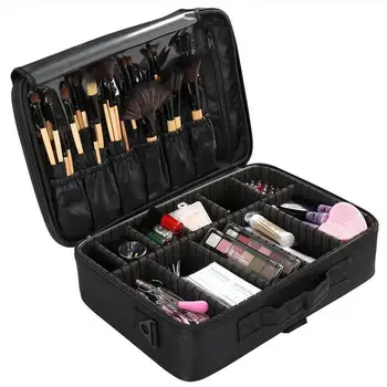 

Makeup Bag Cosmetic Organizer Case 3 Layer Adjustable Shoulder Straps for Makeup Brush Set Hair Style Nail Beauty Tool