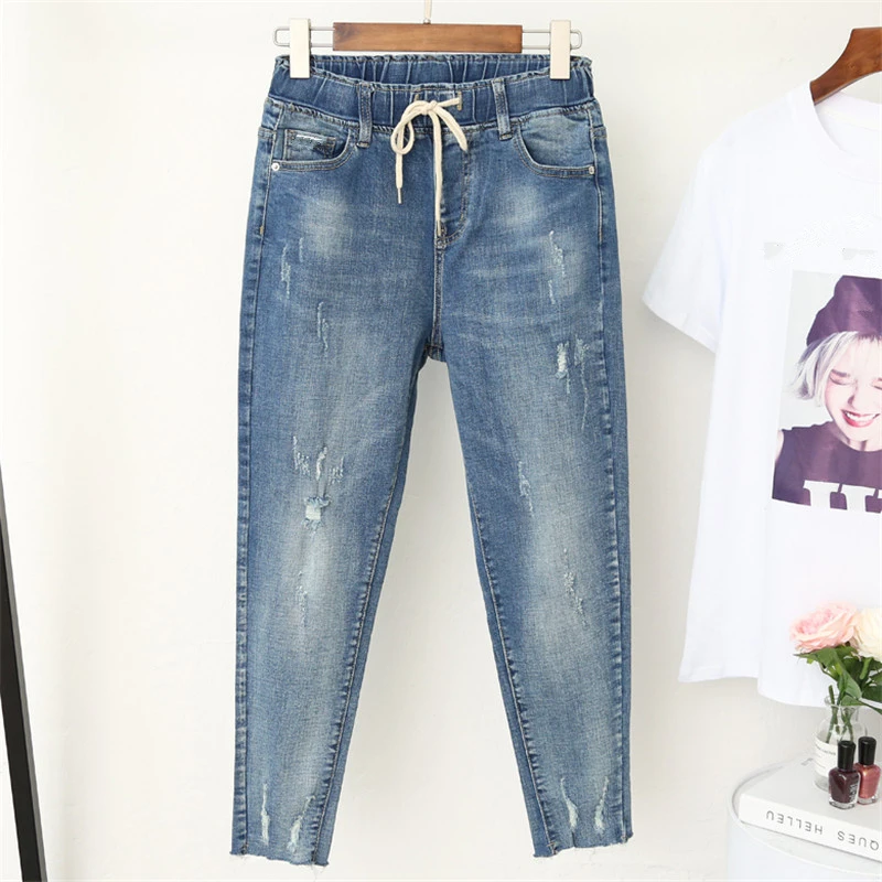 denim jeans with elastic waistband womens