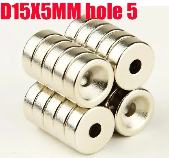 

15*5 n52 magnet 20pcs Strong Magnets 15 *5mm Counter Sunk Ring Hole 5mm Rare Earth Neodymium ndfeb magnets