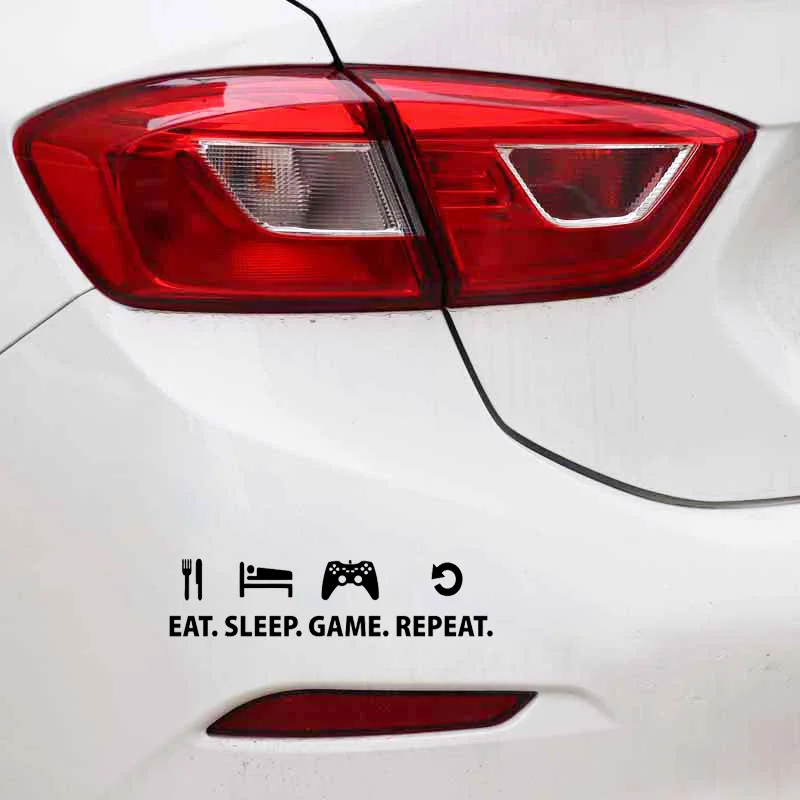 YJZT Car Sticker Eat Sleep Game Repeat Gamer Vinyl Decal C22-0284 16.6CM*4.2CM image 3