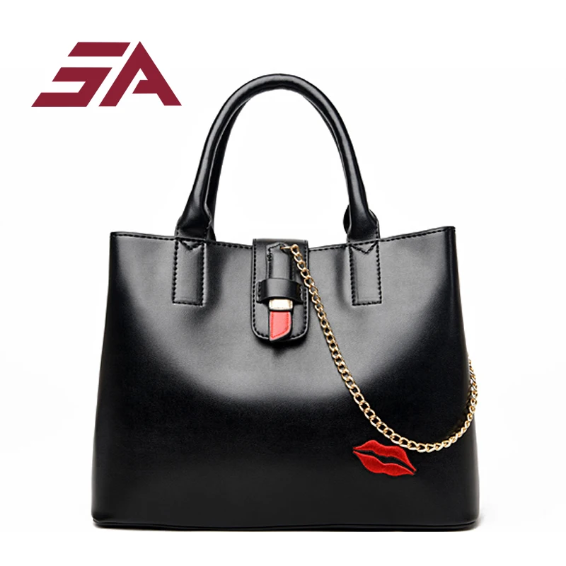 

SA PU Leather Women Handbag Female Shoulder Bag Girls Messenger bag Casual Women Bag A Kiss Pattern Bag With A Pendants