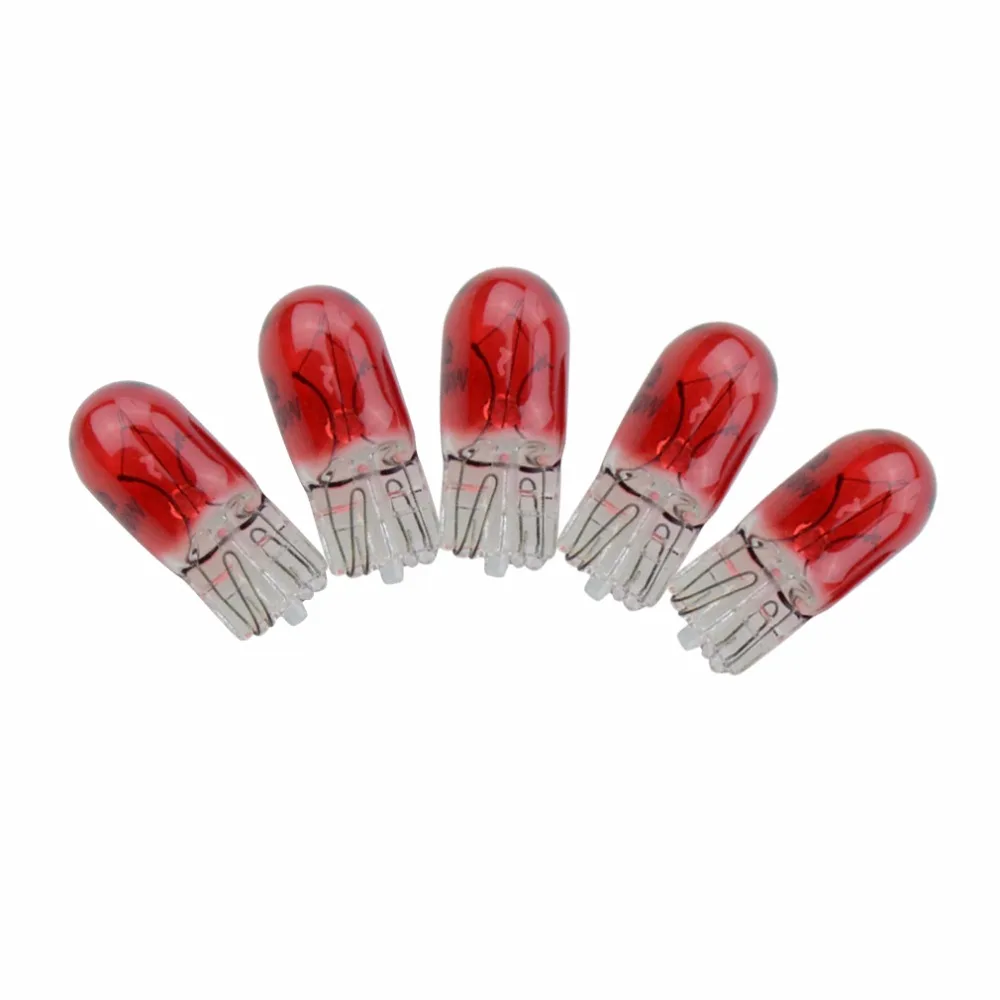 GOOFIT 5pcs 12V 5w Red Glass Halogen Light Bulb Instrument Cluster