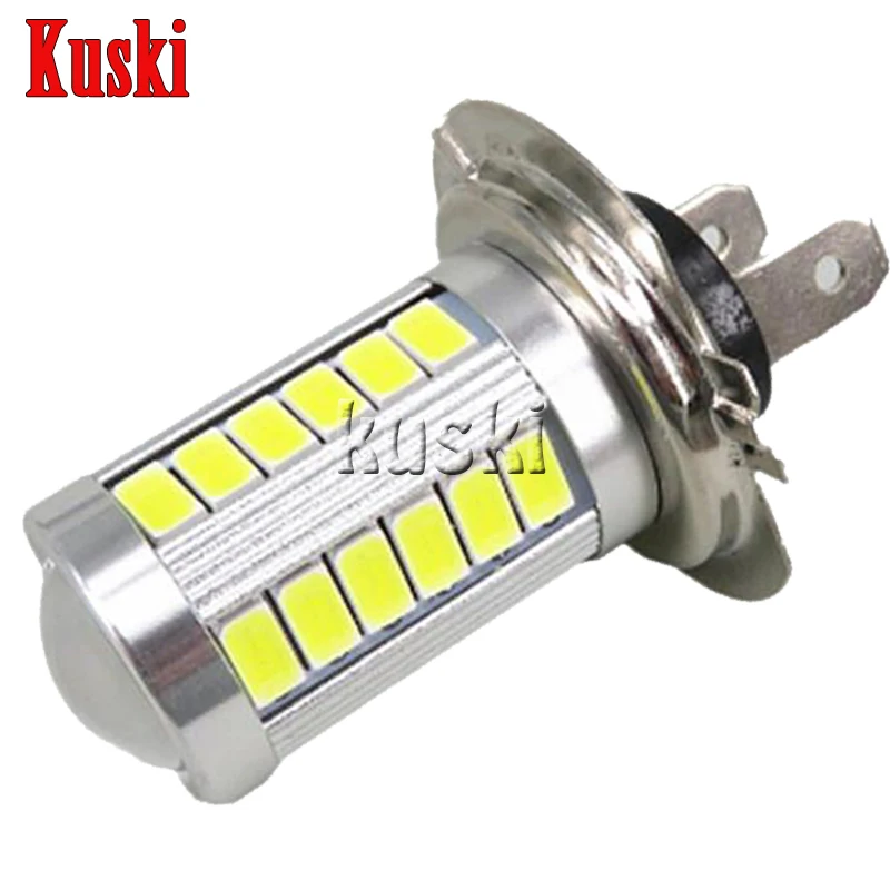 

1X White High Power 33 LED H7 SMD5630 Daylight Car LED Fog Driving Lights Led Daytime Running Lights Auto Lamp LED H7 + lens