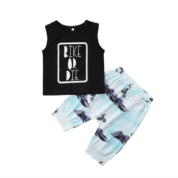 

2pcs Newborn Toddler Baby Boys Clothes Sets Vest Cotton Letter T-shirt Pants Baby Boys Summer Outfit Clothes Set Boys 1-6T