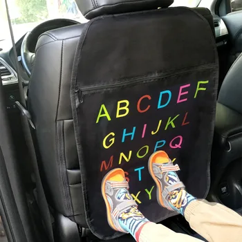 

Car Seat Back Cover Automotive Seat Back Protection Organizer Anti Child Kick Pad Interior Accessories letters Style For Kids