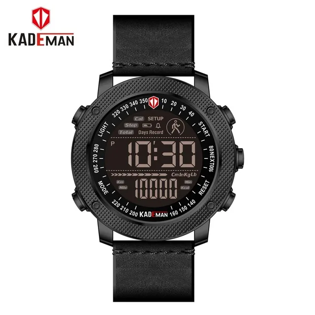 KADEMAN мужские спортивные цифровые часы с шагомером калорий люксовый бренд кожаные Наручные часы военные армейские мужские часы водонепроницаемые 30 м